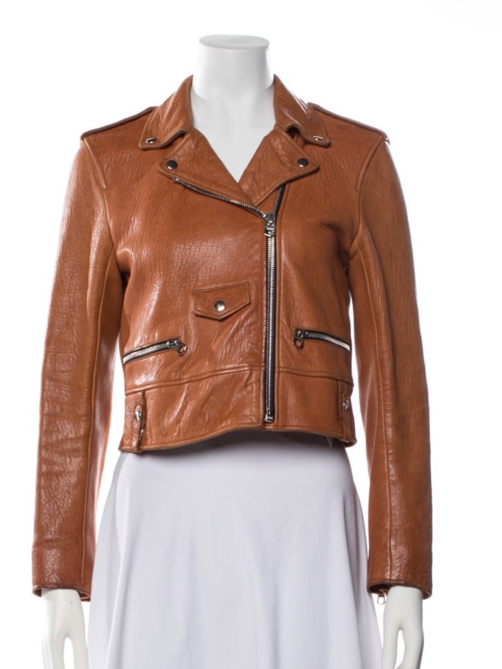 Sandro Cropped Leather Jacket - Picture 2 of 4